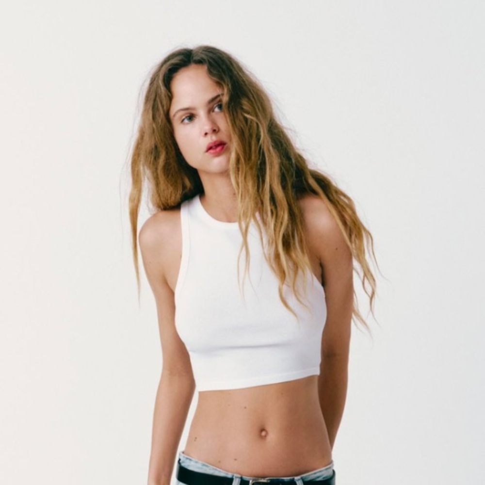 💟ZARA CROP RIB HALTER TOP